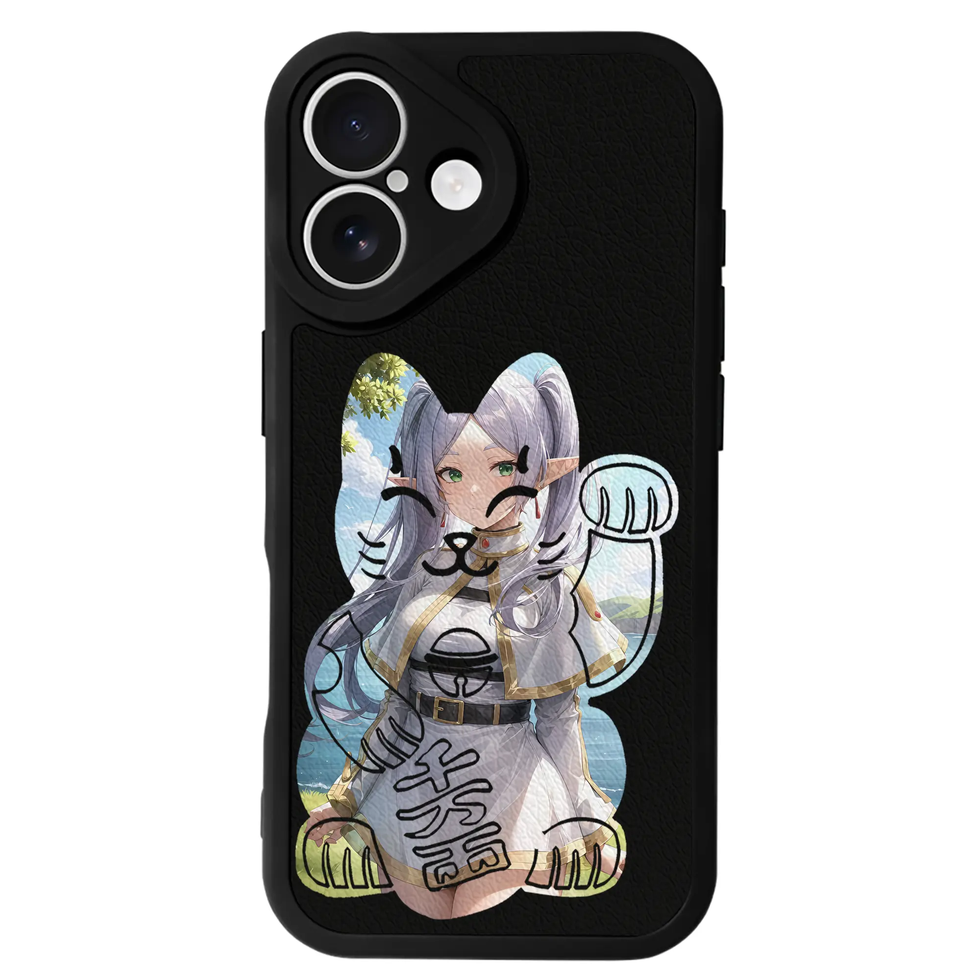 葬送のフリーレン（Frieren） グッズ,フリーレン（Frieren） - IPhone 16シリーズ対応 ・ シリコンスマホケース ・ レザー調 ・ 高精度フィット ・ 耐衝撃 ・ ワイヤレス充電対応 ・ 精密カット